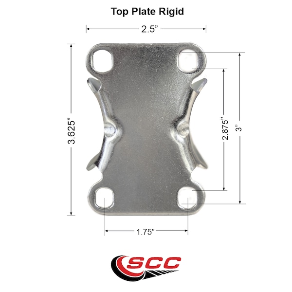 5 Inch SS Black Polyurethane Wheel Rigid Top Plate Caster